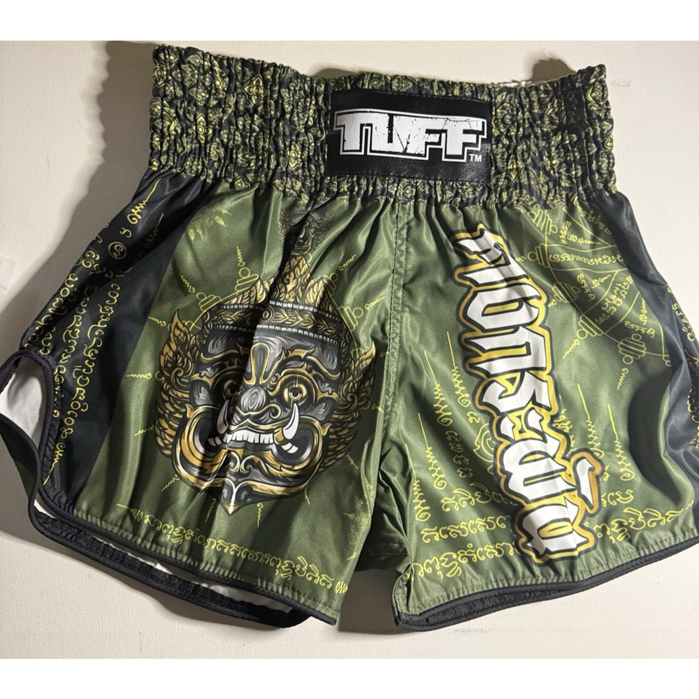 TUFF Muay Thai Boxing Shorts High-Cut Retro Style "The Immortal Yaksa"-Size M